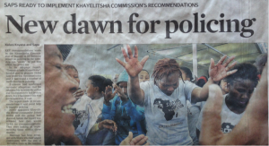 Cape Times front page the day after the Commission’s report is released