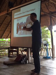 Neung presenting to MLAI participants on the impacts of the Hatgyi dam and his work with local communities 